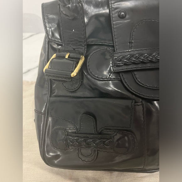 Authentic Valentino Garavani Navy Patent Leather Histoire Satchel Bag - Picture 4 of 16